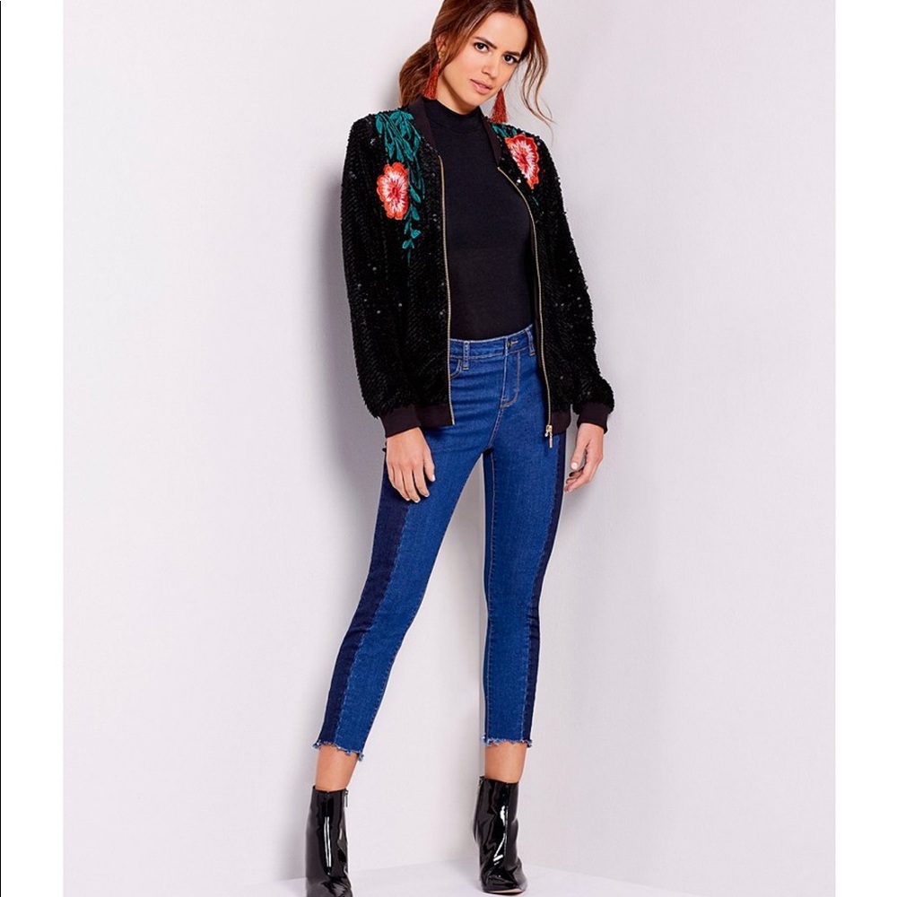 GB Embroidered Sequin Bomber Jacket